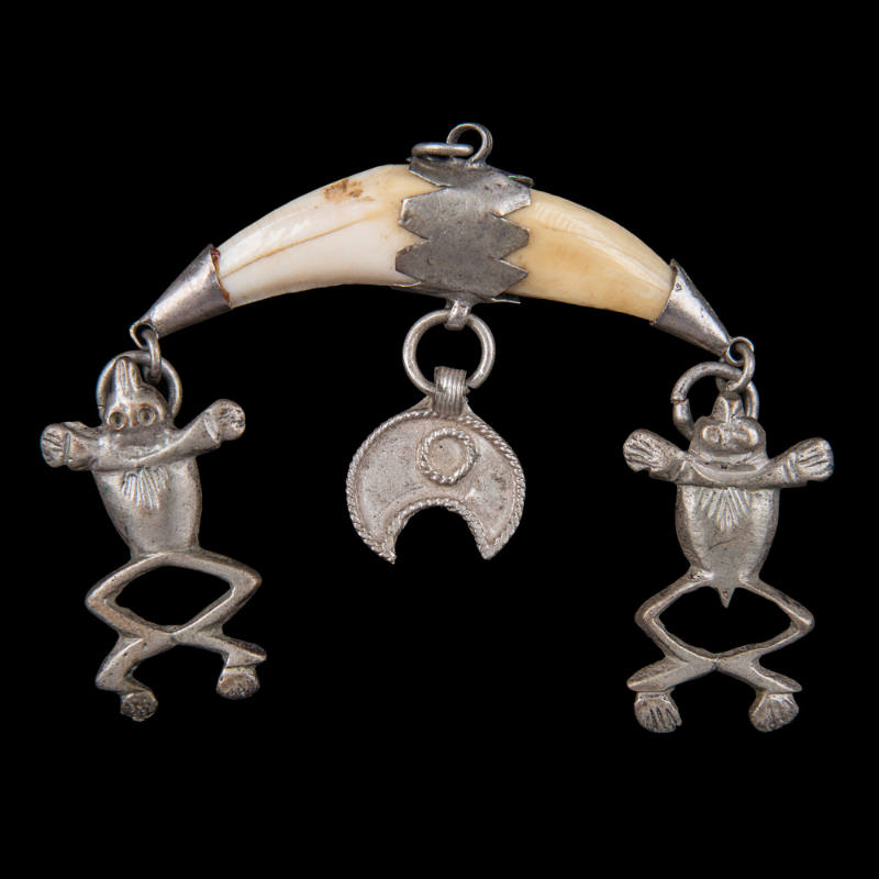 Frog and wolf teeth amulet pendant