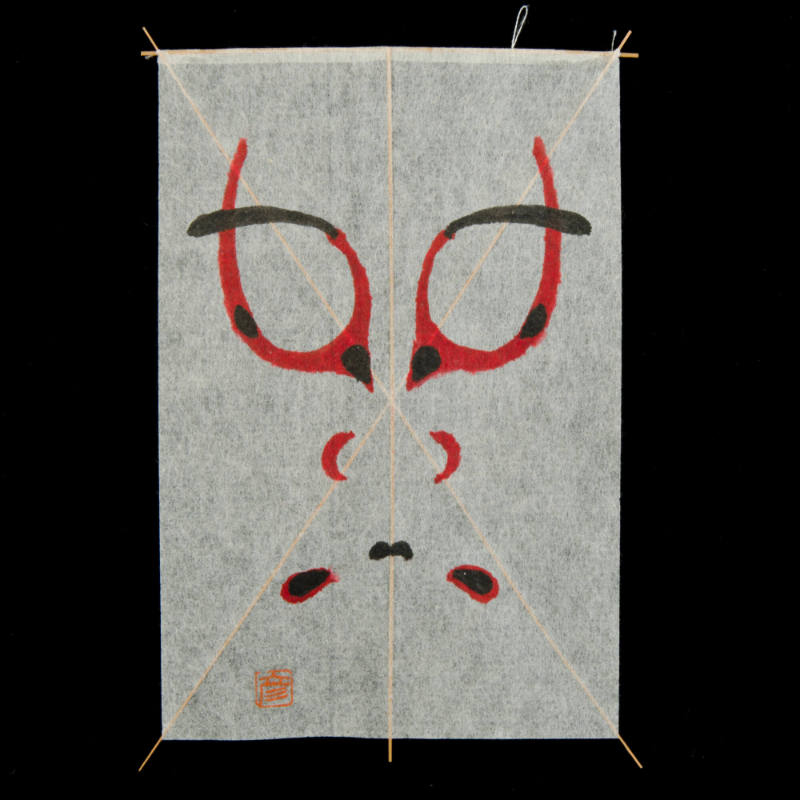 Miniature Kaku Dako (kite) depicting Kabuki face of Momotaro