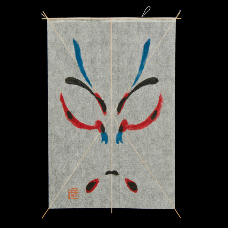 Miniature Kaku Dako (kite) depicting Kabuki Face of Narukami