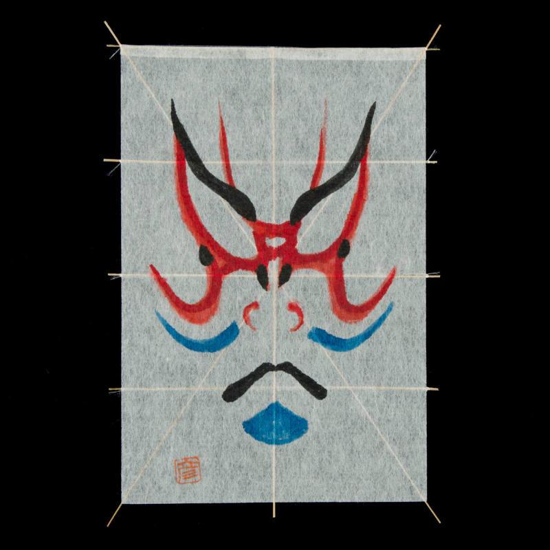 Miniature Kaku Dako (kite) depicting Kabuki Face of Kagekiyo