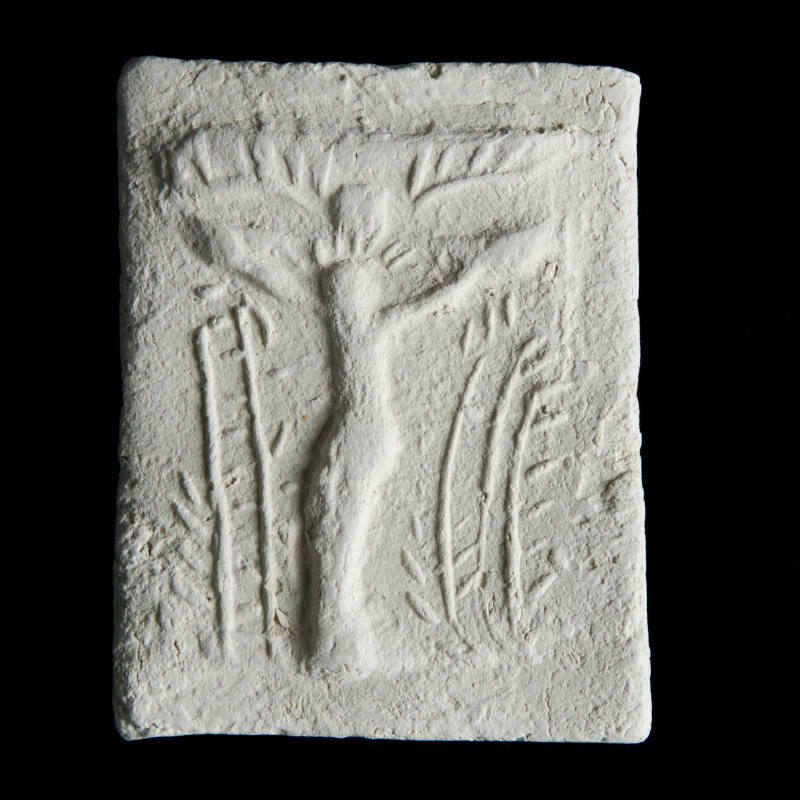 Sacred clay tablet with elaborate crucifixion scene