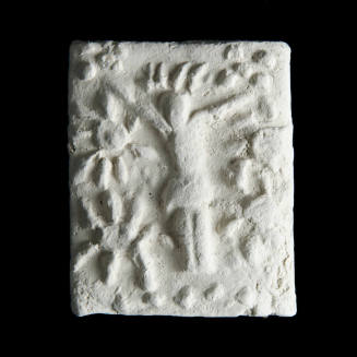 Sacred clay tablet with small crucified figure but no cross