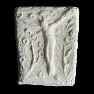 Sacred clay tablet with crucified figure but no cross