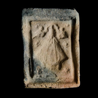 Sacred clay tablet mold of Virgin with five-petaled flowers