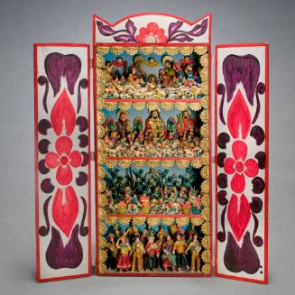 Retablo with Fiesta, Casuts Fruit Picking, Blessing of the Animals and Nativity Scenes