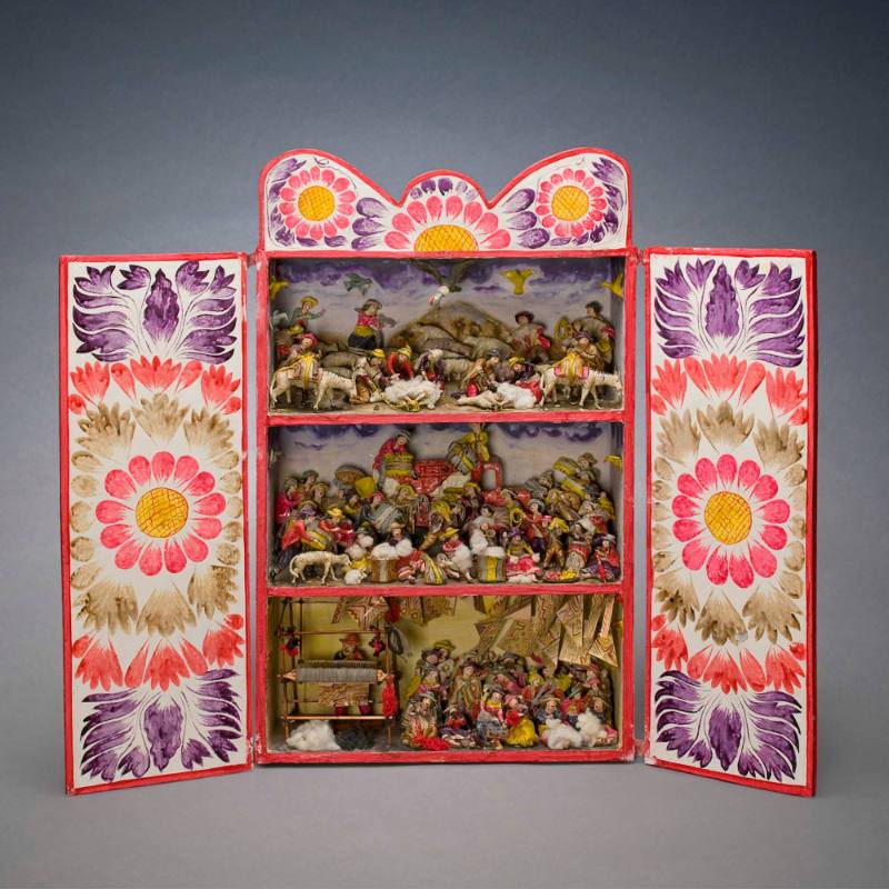 Retablo with Textile Production Scenes