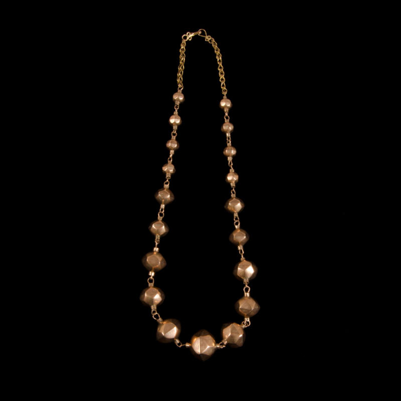 Necklace, gold faceted beads