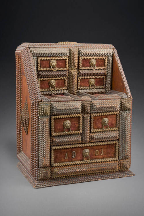 Tramp art miniature bureau