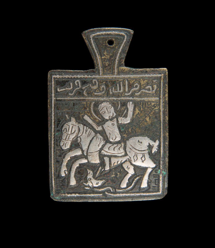 Scriptural amulet with horse and rider