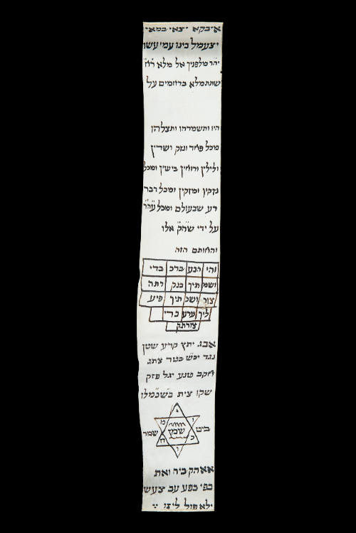 Hebrew Amulet scroll with magic squares containing Hebrew writing for good health, good mind,
and protection from bad spirits