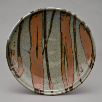 Dinner plate with celadon and tenmoku glaze