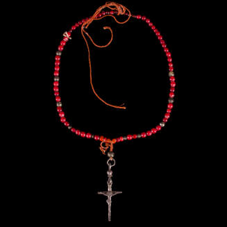 Necklace with crucifix and red trade beads