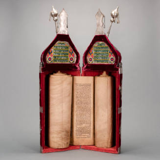 Torah Scroll, case and case ornaments