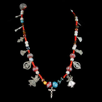 Necklace, Rosario with Virgin of Copacabana and Venetian glass beads