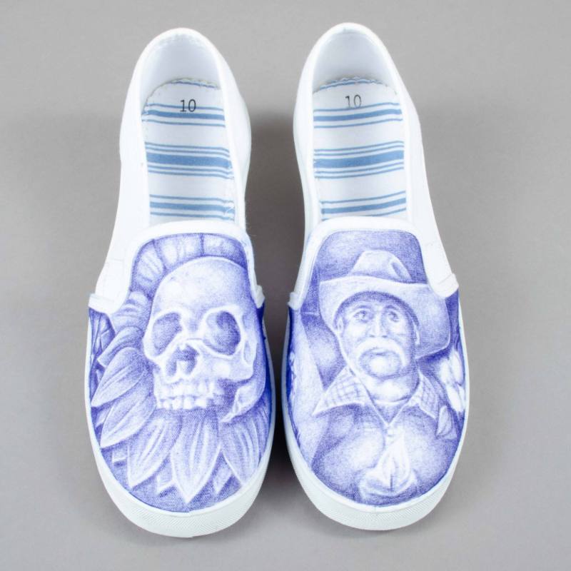 Inmate Footwear with Ink Drawings