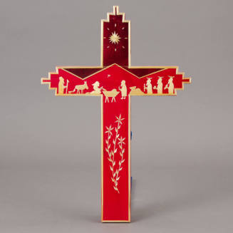 Straw Appliqué Cross with Nativity Scene