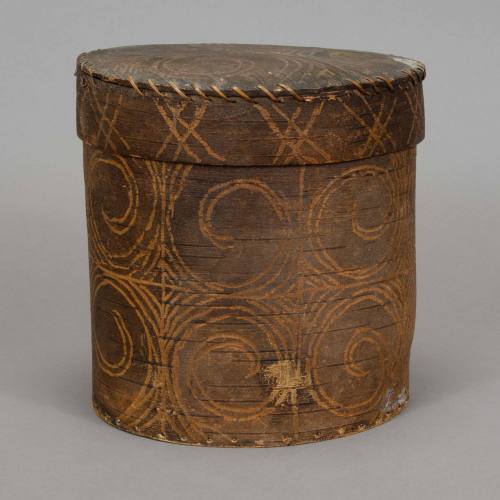 Lidded birchbark container