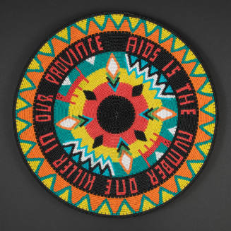 Wire basket, "AIDS is the Number One Killer in Our Province"