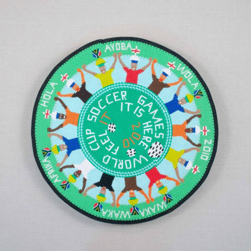 Wire basket, "World Cup Soccer Games It is Here Feel It"