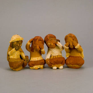 Figural whistles, women holding their faces