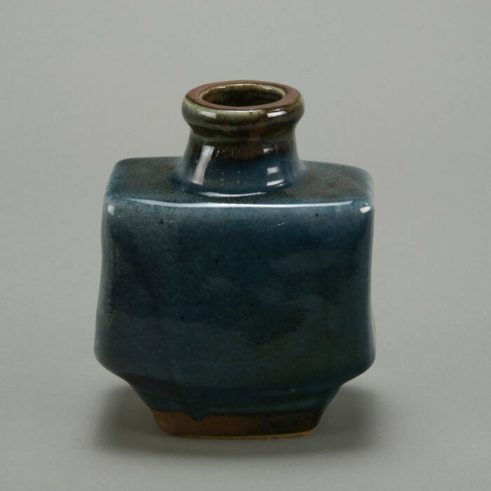 Square flask--cobalt blue
