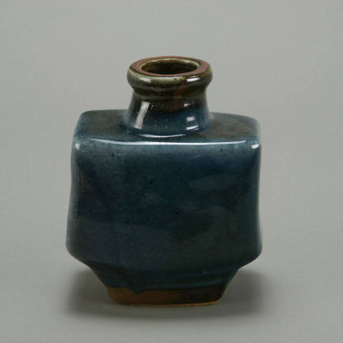Square flask--cobalt blue