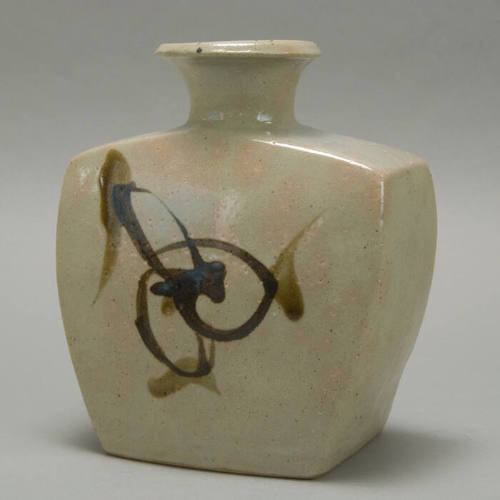 Stoneware flask with abstract design