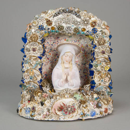 Encrusted Virgin Mary shrine