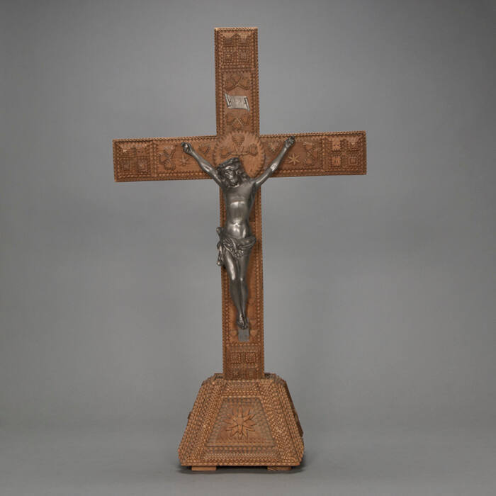 Tramp art crucifix