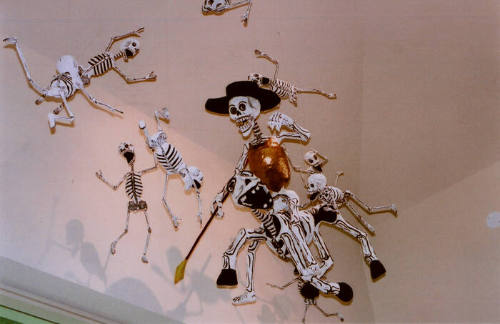 Don Quixote Riding Rocinante with 10 Skeleton Figures