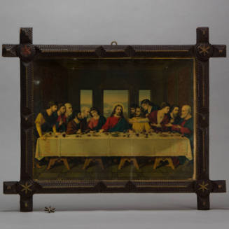 Tramp art frame with Last Supper