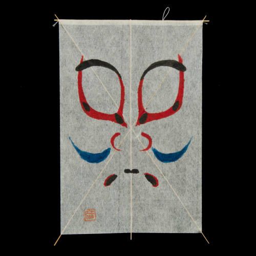 Miniature Kaku Dako (kite) depicting Kabuki face of Sanbaso