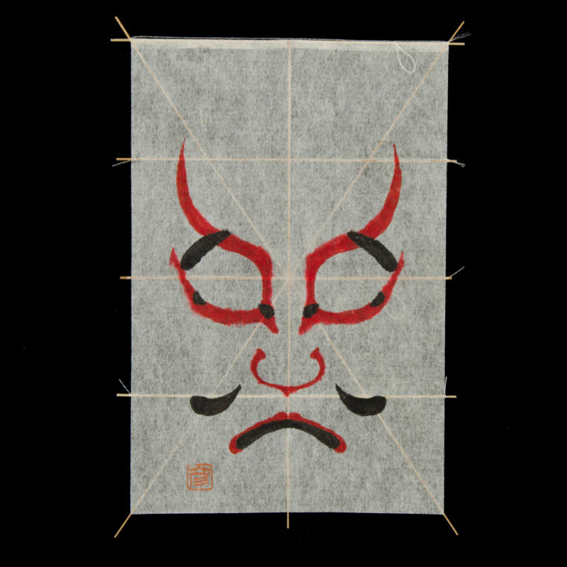 Miniature Kaku Dako/Yakko-Dako (kite) depicting Kabuki Face of Yakko