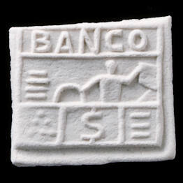 Impressed clay tablet votive offering with bank scene