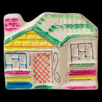 Painted tablet votive offering with house