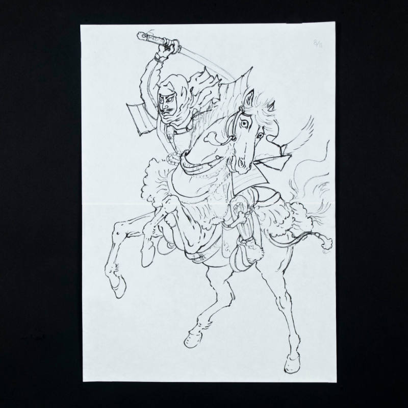 Kite Painting or Drawing of Warrior