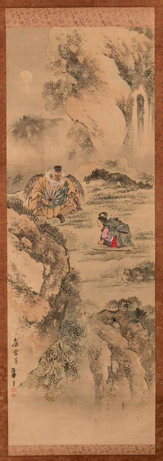 Tengu and Ushiwakamura on Mount Kurama