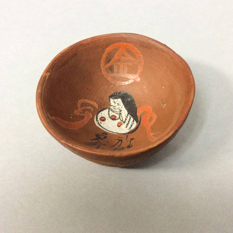 Sake cup-red demon outside / Okame inside