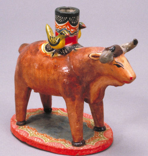 Candle Holder, Brown Bull
