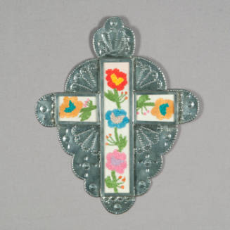 Cross with floral colcha embroidery