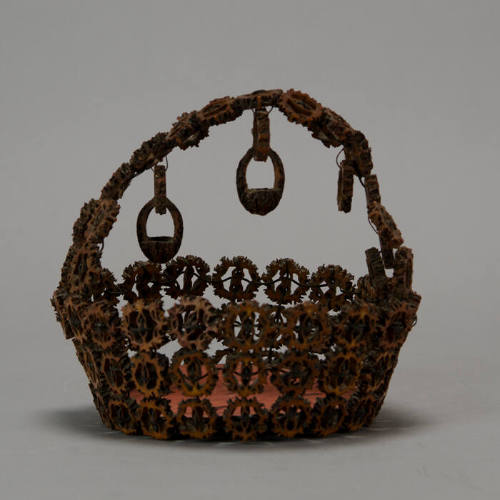 Walnut shell basket with hanging baskets